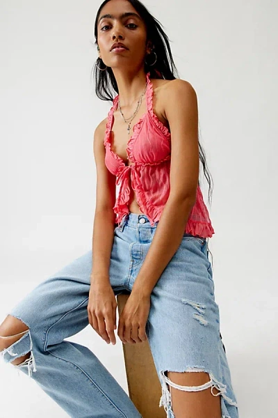 Out From Under Make Waves Babydoll Halter Top In Coral, Women's At Urban Outfitters