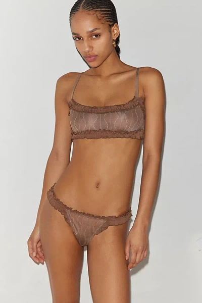 Out From Under Make Waves Ruffle G-string Thong In Brown, Women's At Urban Outfitters