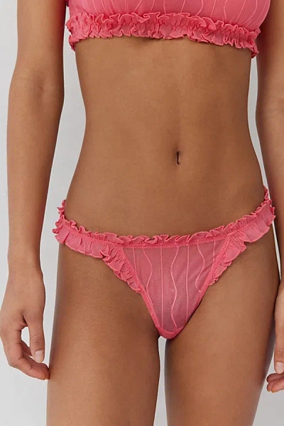 Out From Under Make Waves Ruffle G-string Thong In Coral, Women's At Urban Outfitters