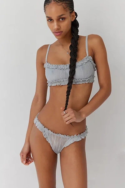 Out From Under Make Waves Ruffle G-string Thong In Grey, Women's At Urban Outfitters