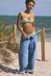 Out From Under Margot Printed Balconette Underwire Bikini Top In Cross Hatch Daisies Green, Women's At Urban Outfit In Cross Hatch Dasies