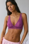 Out From Under Marie Semi-sheer Lace Plunge Bralette In Purple, Women's At Urban Outfitters