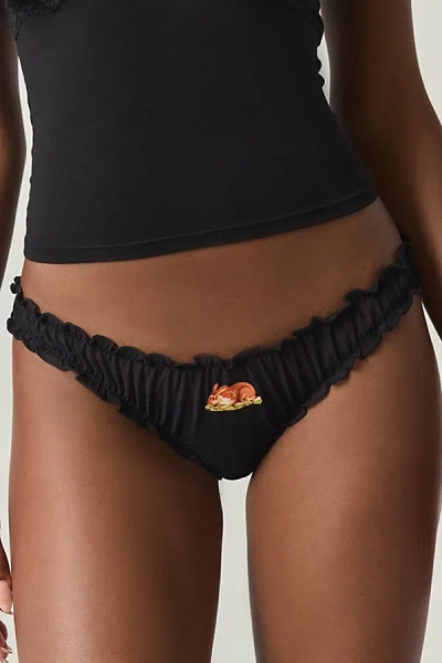Out From Under Mesh Cheeky Undie In Bunny, Women's At Urban Outfitters In Black
