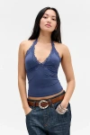 OUT FROM UNDER MESH LACE HALTER TOP IN NAVY, WOMEN'S AT URBAN OUTFITTERS