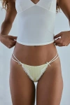 Out From Under Mia Strappy Lace-trim Thong In Yellow Stripe, Women's At Urban Outfitters