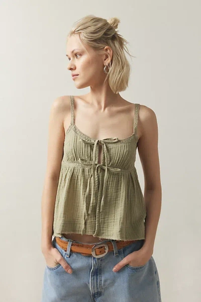 Out From Under Mila Gauze Flyaway Cami In Olive, Women's At Urban Outfitters