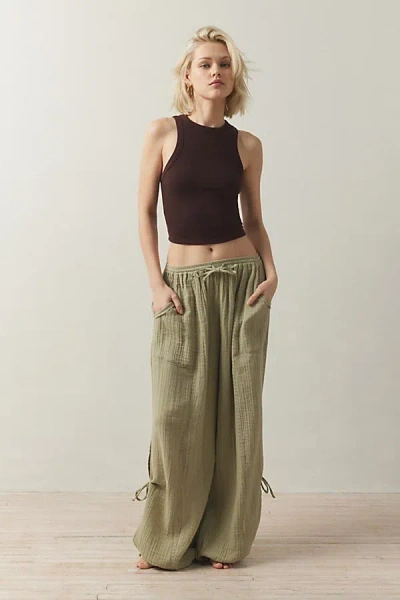 Out From Under Mila Gauze Jogger Pant In Olive, Women's At Urban Outfitters