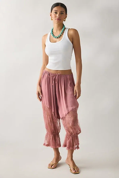Out From Under Milla Lace Trim Bloomer Pant In Rose, Women's At Urban Outfitters In Brown