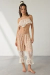 Out From Under Milla Lace-trim Bra Top + Bloomer Pant Set In Peach, Women's At Urban Outfitters In Orange