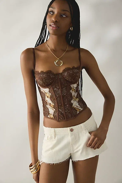 Out From Under Modern Love Corset In Beige, Women's At Urban Outfitters In Brown