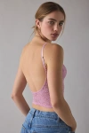 Out From Under Mon Cheri Low Back Cropped Cami In Pink, Women's At Urban Outfitters In Pink