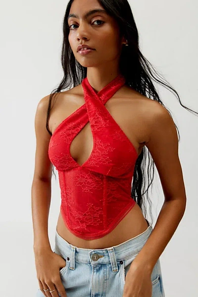 Out From Under No Limits Halter Bustier Top In Red, Women's At Urban Outfitters