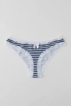 Out From Under Noelle Lace-trim Tanga In Navy/white Stripe, Women's At Urban Outfitters