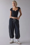 Out From Under Notch-front Cotton Compression Baby Tee In Black, Women's At Urban Outfitters