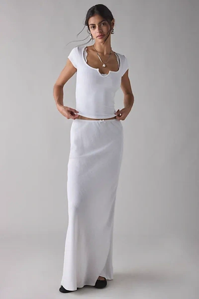 Out From Under Notch-front Cotton Compression Baby Tee In White, Women's At Urban Outfitters