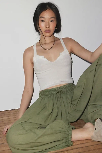 Out From Under Notched Cropped Tank Top In Ivory, Women's At Urban Outfitters