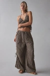 Out From Under Ocean Air Cinched Wide-leg Gauze Pant In Black Stripe, Women's At Urban Outfitters