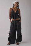 Out From Under Ocean Air Cinched Wide-leg Gauze Pant In Black, Women's At Urban Outfitters In Black