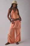 Out From Under Ocean Air Cinched Wide-leg Gauze Pant In Orange, Women's At Urban Outfitters