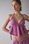Out From Under Ocean Air Gauze Halter Babydoll Cami In Berry, Women's At Urban Outfitters