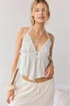 Out From Under Ocean Air Gauze Halter Babydoll Cami In Blue, Women's At Urban Outfitters