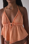 Out From Under Ocean Air Gauze Halter Babydoll Cami In Orange, Women's At Urban Outfitters