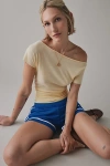 Out From Under Off-the-shoulder Banded Hem Tee In Light Yellow, Women's At Urban Outfitters