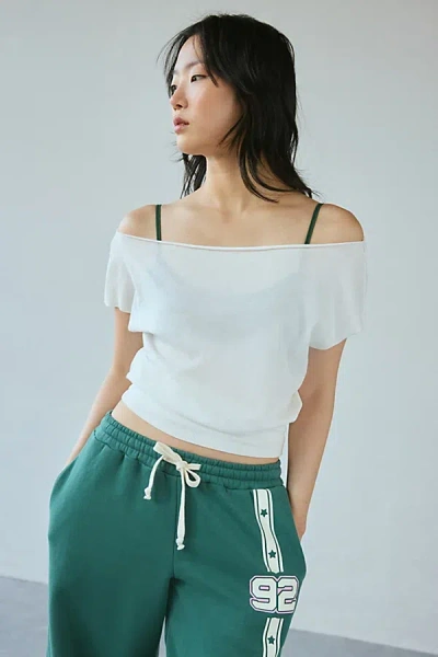 Out From Under Off-the-shoulder Banded Hem Tee In White, Women's At Urban Outfitters