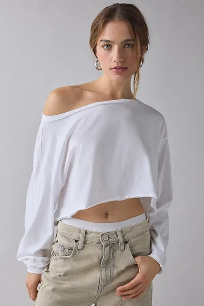 Out From Under On The Move Off-shoulder Long Sleeve Tee In White, Women's At Urban Outfitters