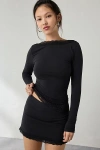 Out From Under Our From Under Bec Lace Trim Low-back Long Sleeve Top In Black, Women's At Urban Outfitters In Black