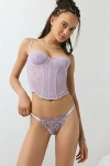 Out From Under Perfect Petal Embroidered Mesh Thong In Lilac, Women's At Urban Outfitters In Purple