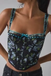 Out From Under Petunia Fields Ribbon Trim Lace Corset Top In Amelia Tossed Garden Black, Women's At Urban Outfitter