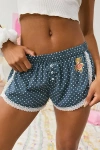 Out From Under Pillow Talk Lace Trim Boxer Shortie In Easy Pindot Blue, Women's At Urban Outfitters