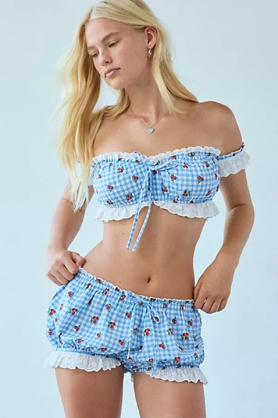 Out From Under Pin Up Picnic Bloomer Short In Blue Gingham, Women's At Urban Outfitters