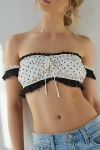 Out From Under Pin Up Picnic Off-the-shoulder Top In Cream Polka Dot, Women's At Urban Outfitters