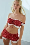Out From Under Pin Up Picnic Off-the-shoulder Top In Red Bandana, Women's At Urban Outfitters In Red Bandana