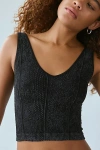 Out From Under Plunge Tapestry Jacquard Seamless Knit Cami In Black, Women's At Urban Outfitters In Animal Print