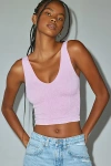 Out From Under Plunge Tapestry Jacquard Seamless Knit Cami In Rose, Women's At Urban Outfitters In Animal Print