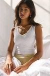 Out From Under Plunge Tapestry Jacquard Seamless Knit Cami In White, Women's At Urban Outfitters In Multi
