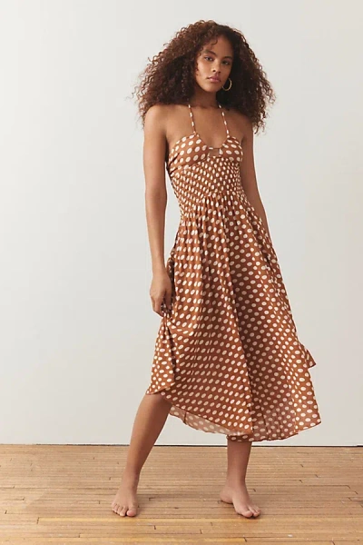 Out From Under Polka Dot Strapless Jumpsuit In Brown, Women's At Urban Outfitters