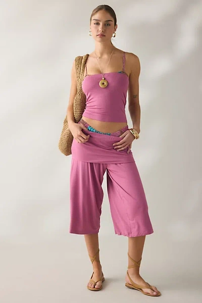 Out From Under Poolside Cool Jersey Knit Capri 2-piece Set Pant In Berry, Women's At Urban Outfitters In Pink