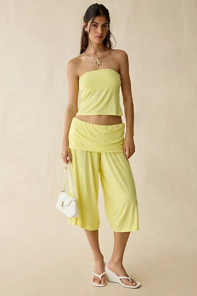 Out From Under Poolside Cool Jersey Knit Capri 2-piece Set Pant In Yellow, Women's At Urban Outfitters