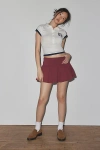 Out From Under Prep School Pleated Micro Mini Skort In Burgundy, Women's At Urban Outfitters In Red