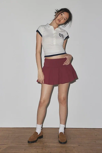 Out From Under Prep School Pleated Micro Mini Skort In Red, Women's At Urban Outfitters