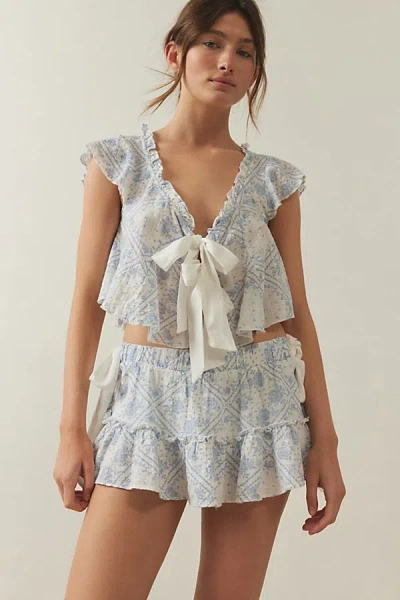 Out From Under Pretty Pj Micro Mini Skort In Blue, Women's At Urban Outfitters