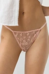 Out From Under Primrose Floral Lace Thong In Peach, Women's At Urban Outfitters In Orange