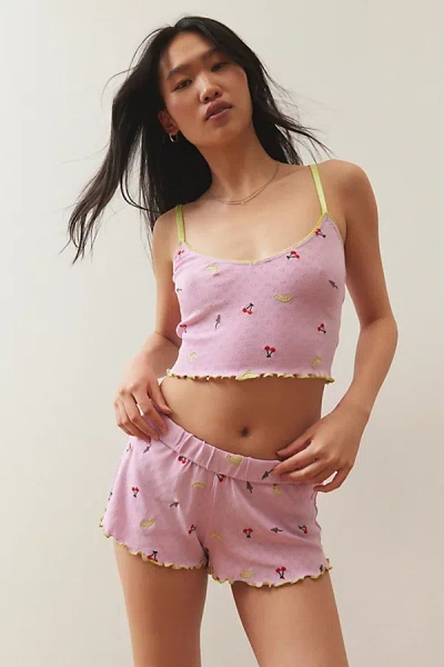 Out From Under Primrose Pointelle Cami & Micro Short Set In Lavender, Women's At Urban Outfitters