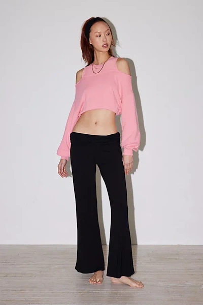 Out From Under Raven Cold-shoulder Cropped Sweatshirt In Pink, Women's At Urban Outfitters