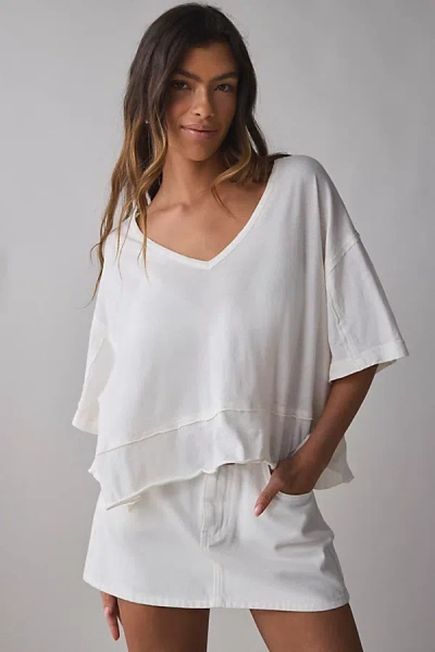 Out From Under Rebel Raw-edge Oversized Tee In Ivory, Women's At Urban Outfitters