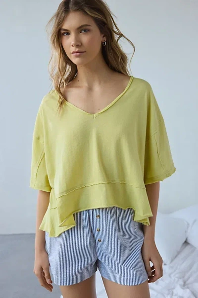 Out From Under Rebel Raw-edge Oversized Tee In Olivenite, Women's At Urban Outfitters
